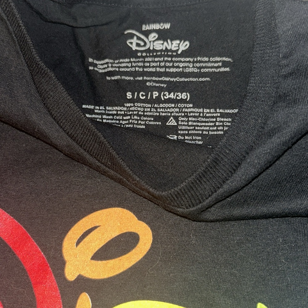 Disney Black T-Shirt with Rainbow Logo - Picture 2 of 3